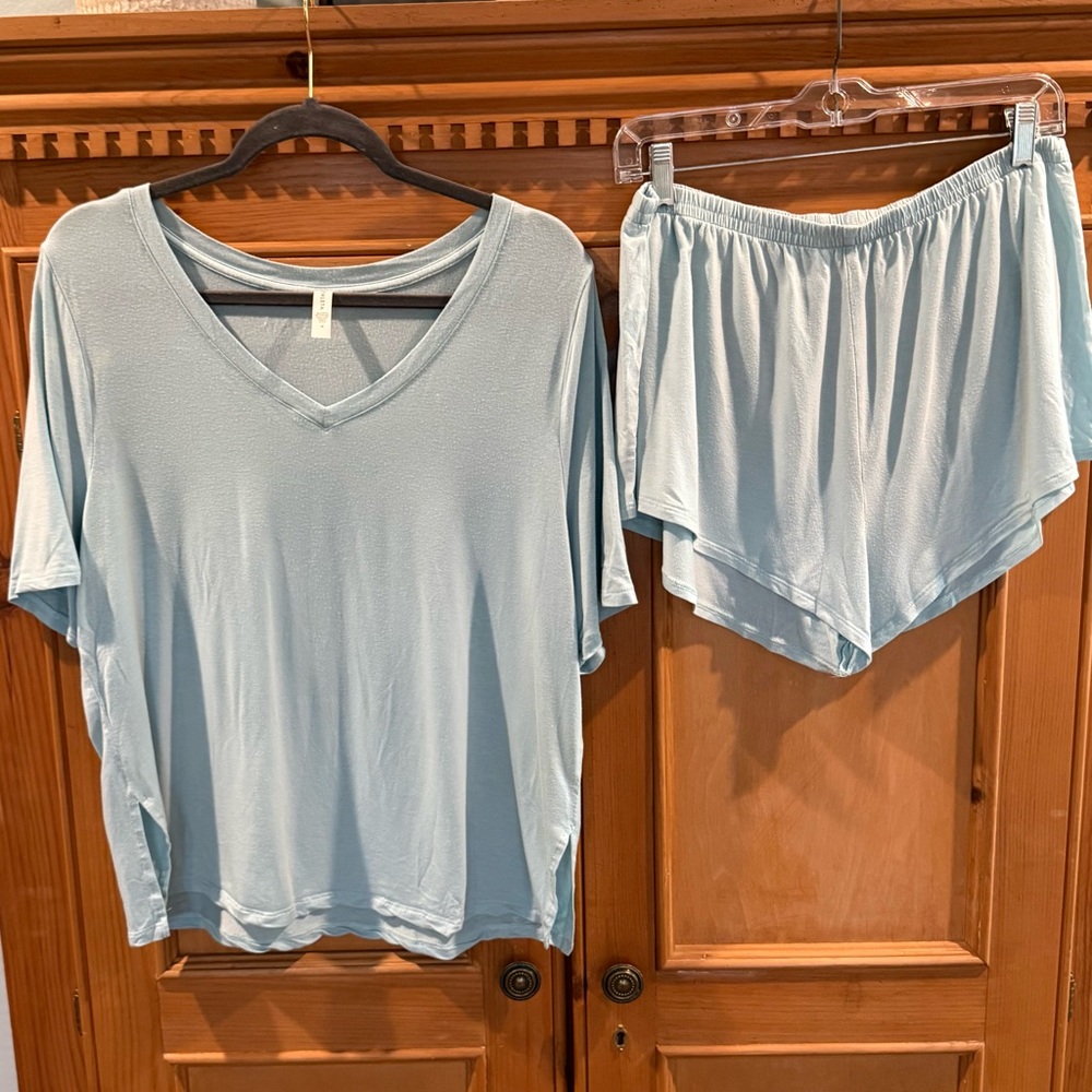 Athleta Light Blue Sleepwear Set size Medium
